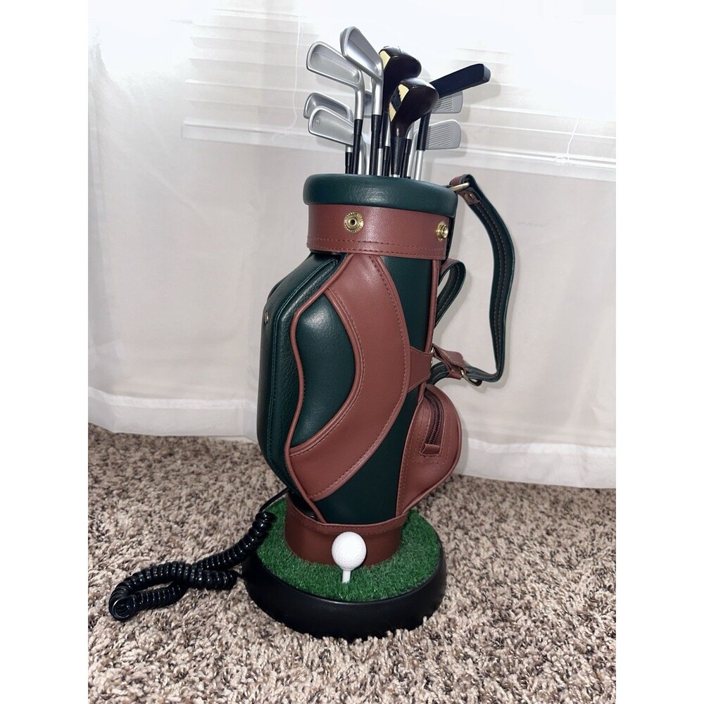 Golf Bag Landline Phone Telephone Push Button Clean Nice Corded Rare 17"H VTG